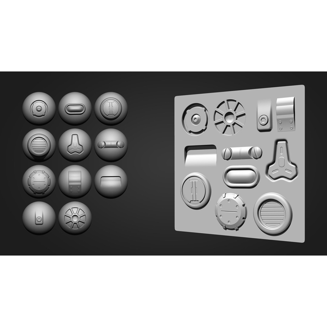 Hard Surface Alpha Brush 3D Model – 111 High-Quality Alphas, ZBrush - View 10