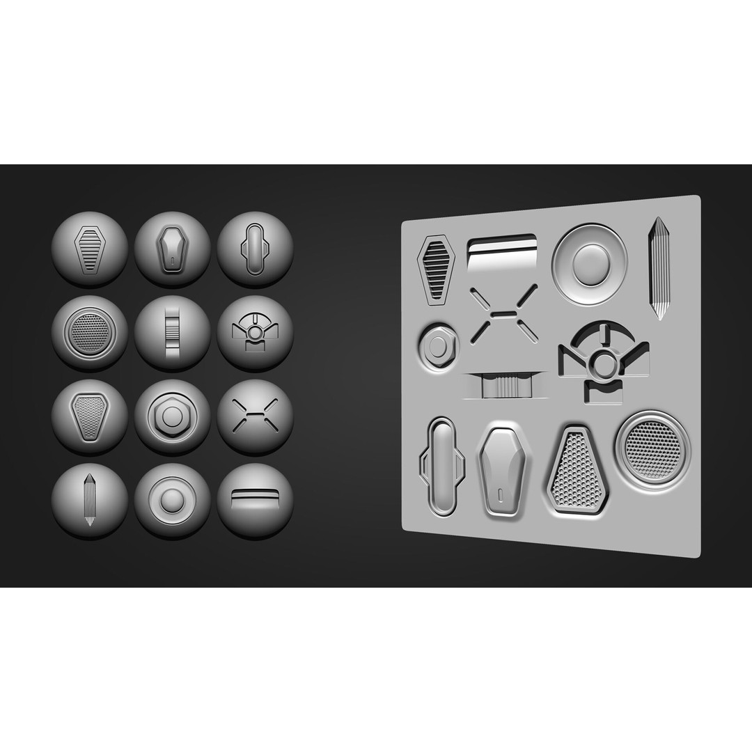 Hard Surface Alpha Brush 3D Model – 111 High-Quality Alphas, ZBrush - View 11