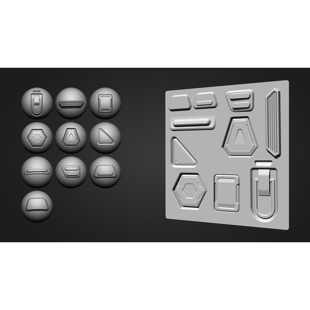 Hard Surface Alpha Brush 3D Model – 111 High-Quality Alphas, ZBrush - View 4