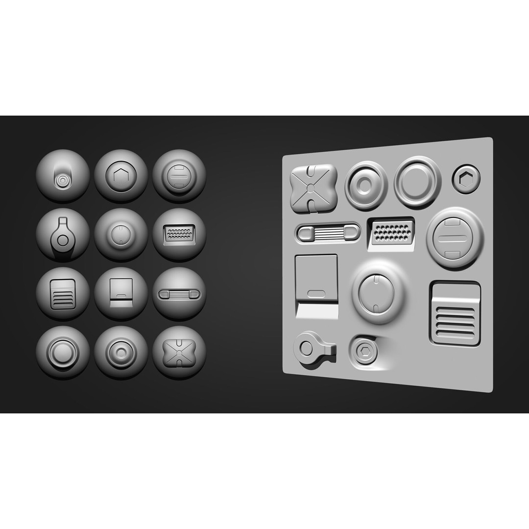 Hard Surface Alpha Brush 3D Model – 111 High-Quality Alphas, ZBrush - View 6