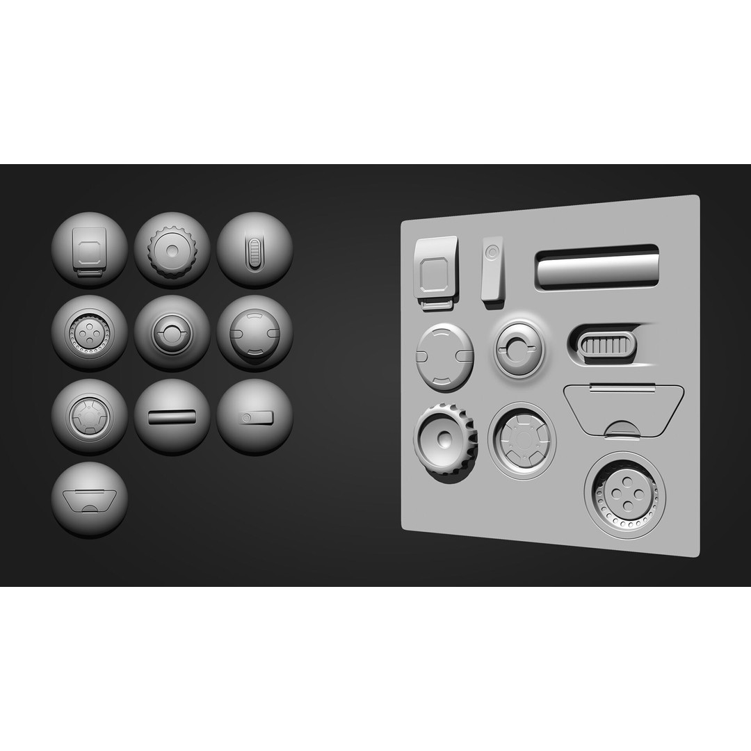 Hard Surface Alpha Brush 3D Model – 111 High-Quality Alphas, ZBrush - View 9