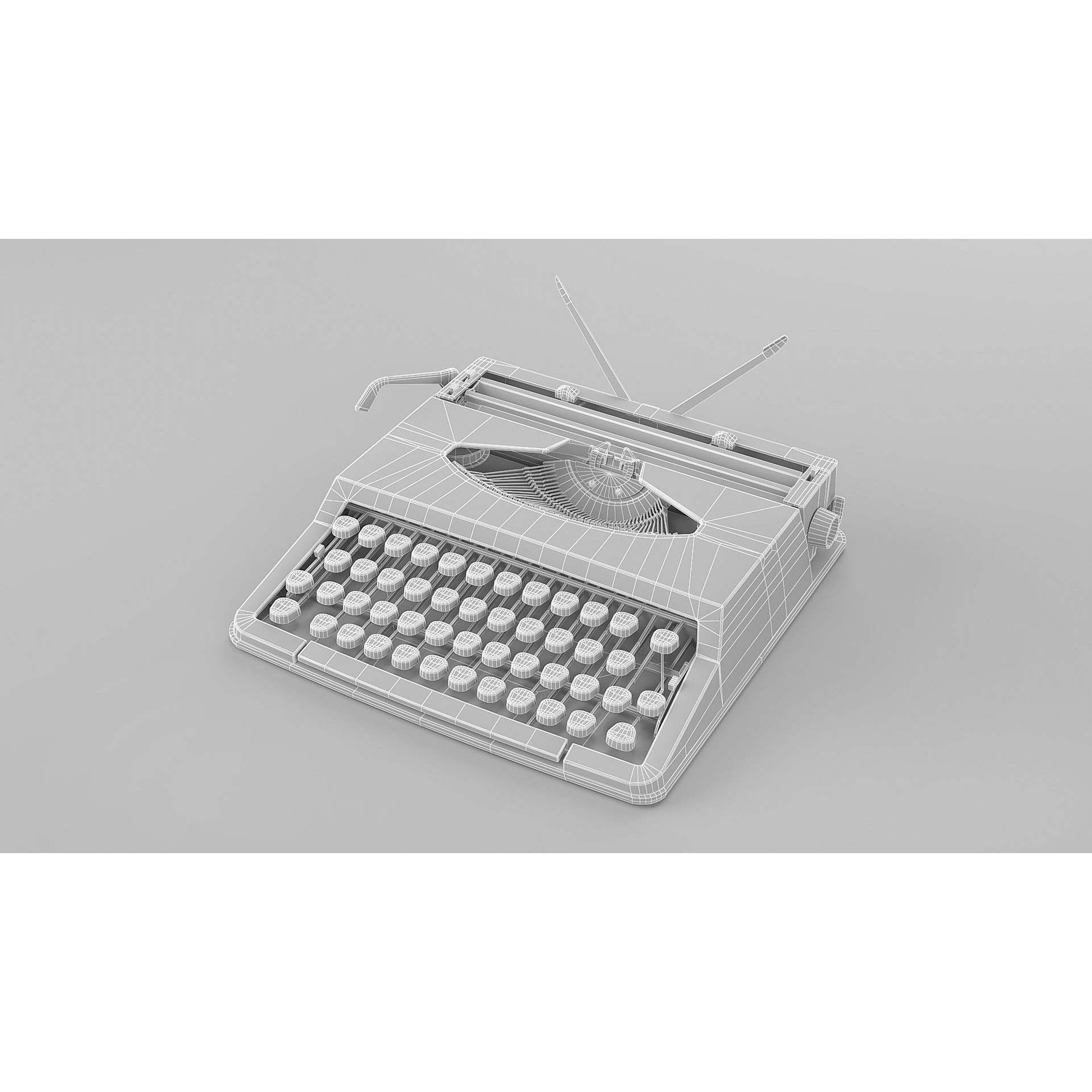 Vintage Typewriter - Low-Poly Game-Ready 3D Model - View 3