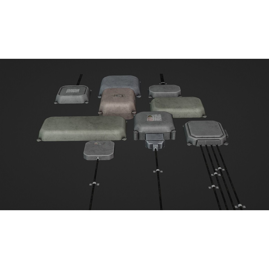 Industrial Old Distribution Board 3D Model – Low Poly PBR Game Asset, FBX, OBJ - View 11