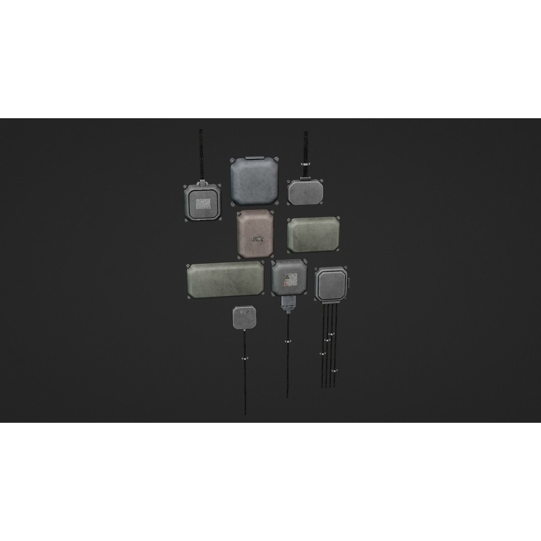 Industrial Old Distribution Board 3D Model – Low Poly PBR Game Asset, FBX, OBJ - View 17