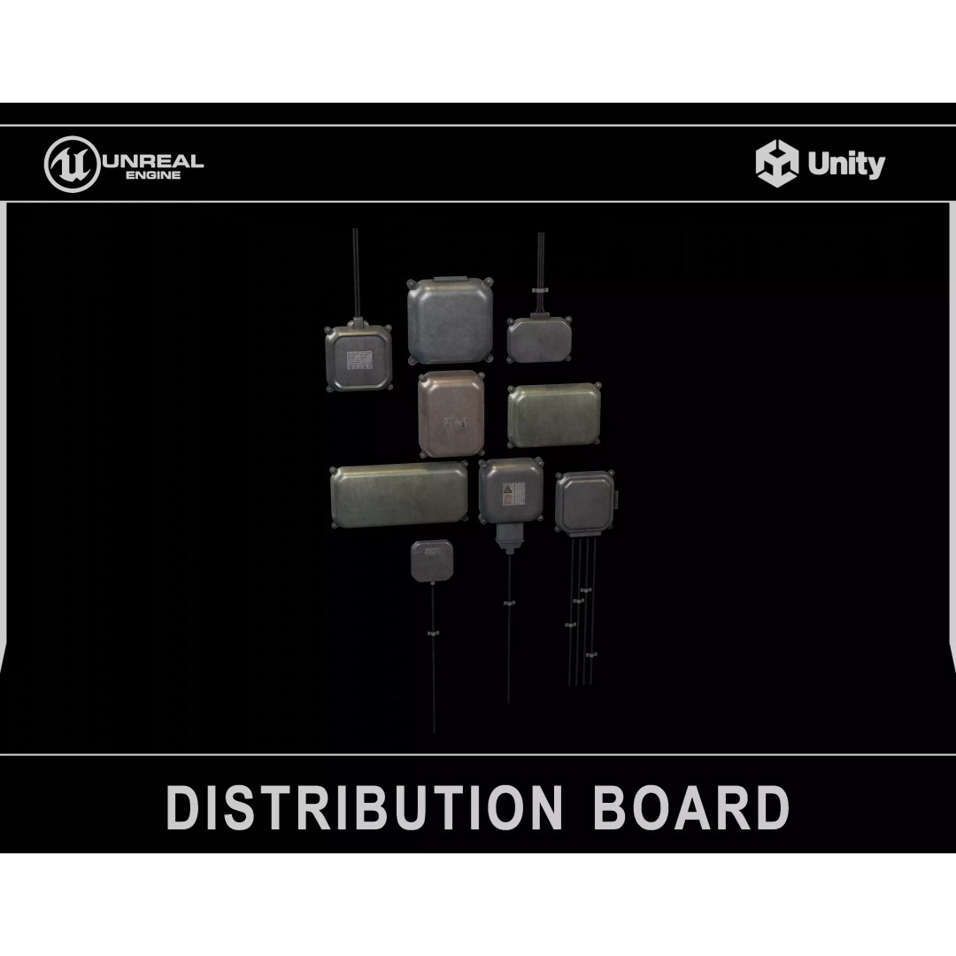 Industrial Old Distribution Board 3D Model – Low Poly PBR Game Asset, FBX, OBJ - View 2