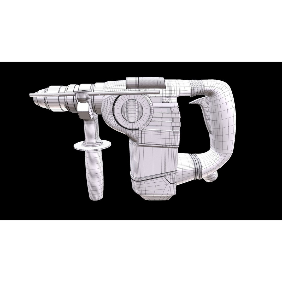Bosch Professional GBH 3-28 DFR Rotary Hammer 3D Model – Low Poly PBR Asset, FBX - View 12