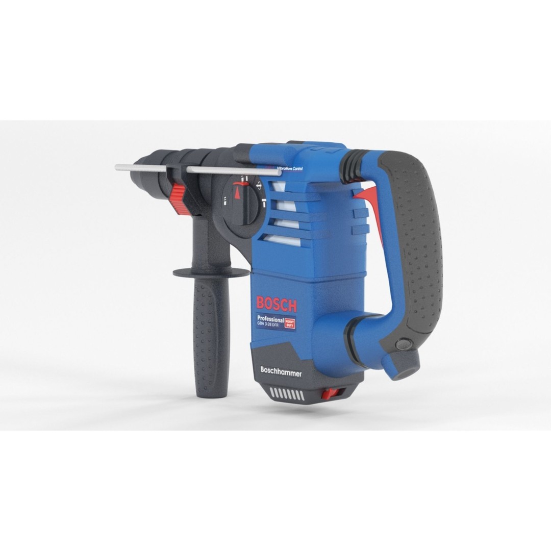 Bosch Professional GBH 3-28 DFR Rotary Hammer 3D Model – Low Poly PBR Asset, FBX - View 5