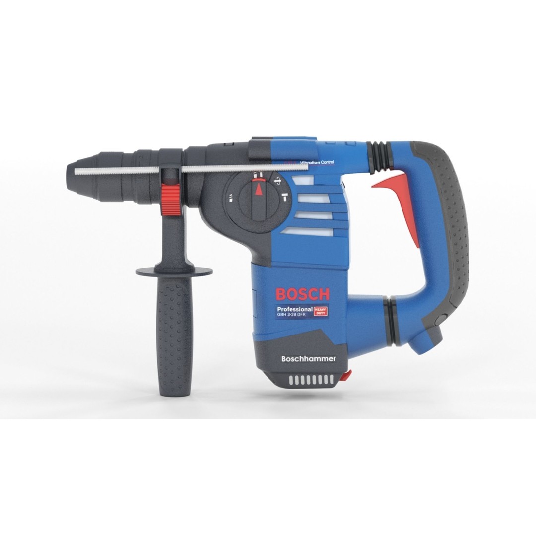 Bosch Professional GBH 3-28 DFR Rotary Hammer 3D Model – Low Poly PBR Asset, FBX - View 6