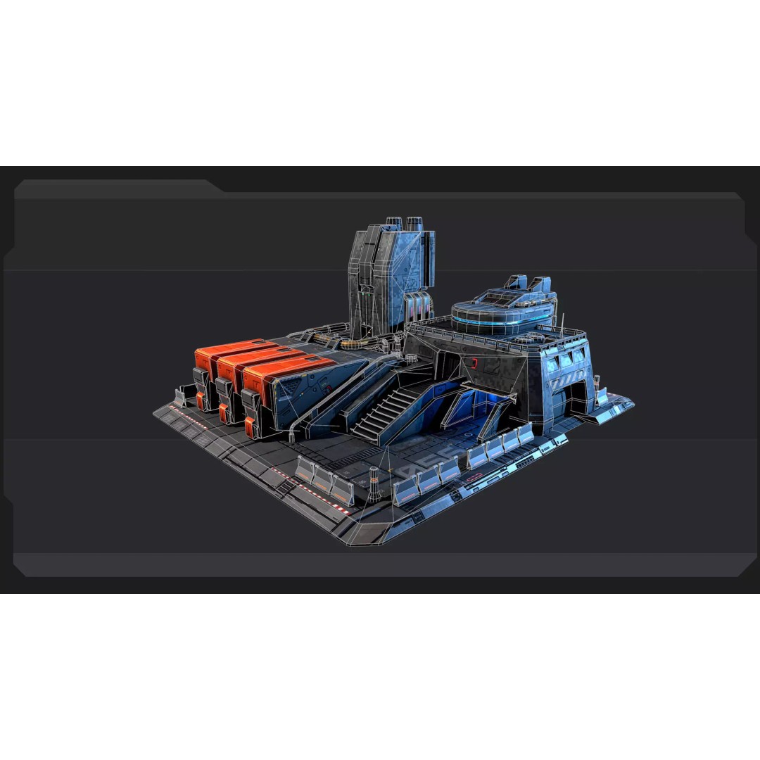 Sci-Fi Military Buildings 3D Model – Low Poly Game Asset, FBX, OBJ - View 10