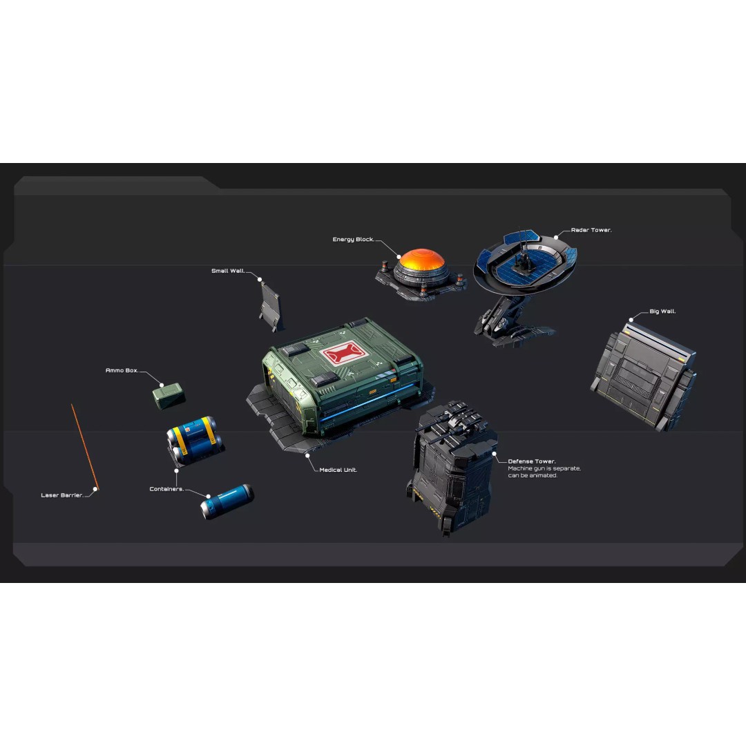 Sci-Fi Military Buildings 3D Model – Low Poly Game Asset, FBX, OBJ - View 20