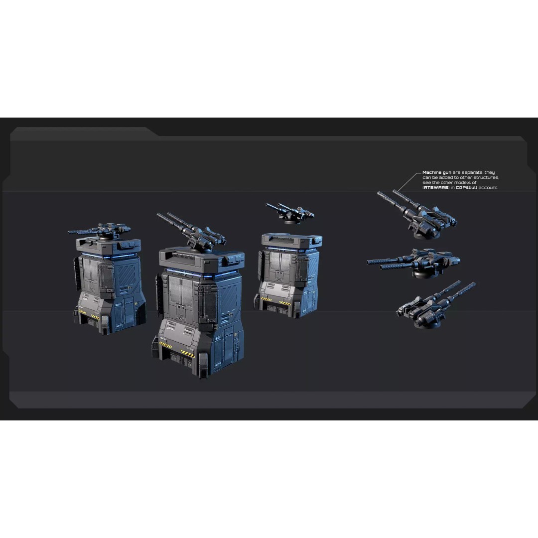 Sci-Fi Military Buildings 3D Model – Low Poly Game Asset, FBX, OBJ - View 24