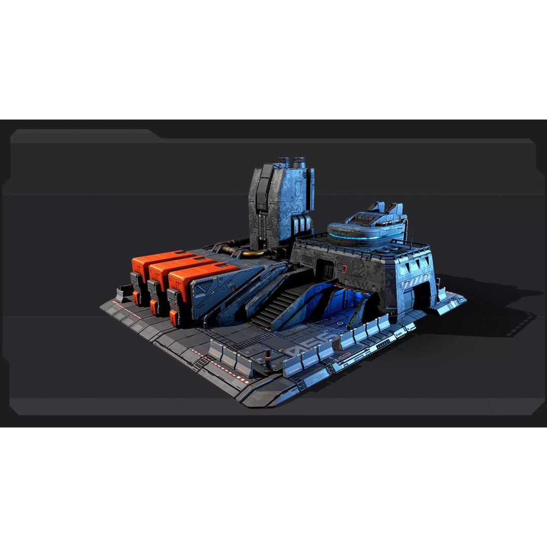 Sci-Fi Military Buildings 3D Model – Low Poly Game Asset, FBX, OBJ - View 3