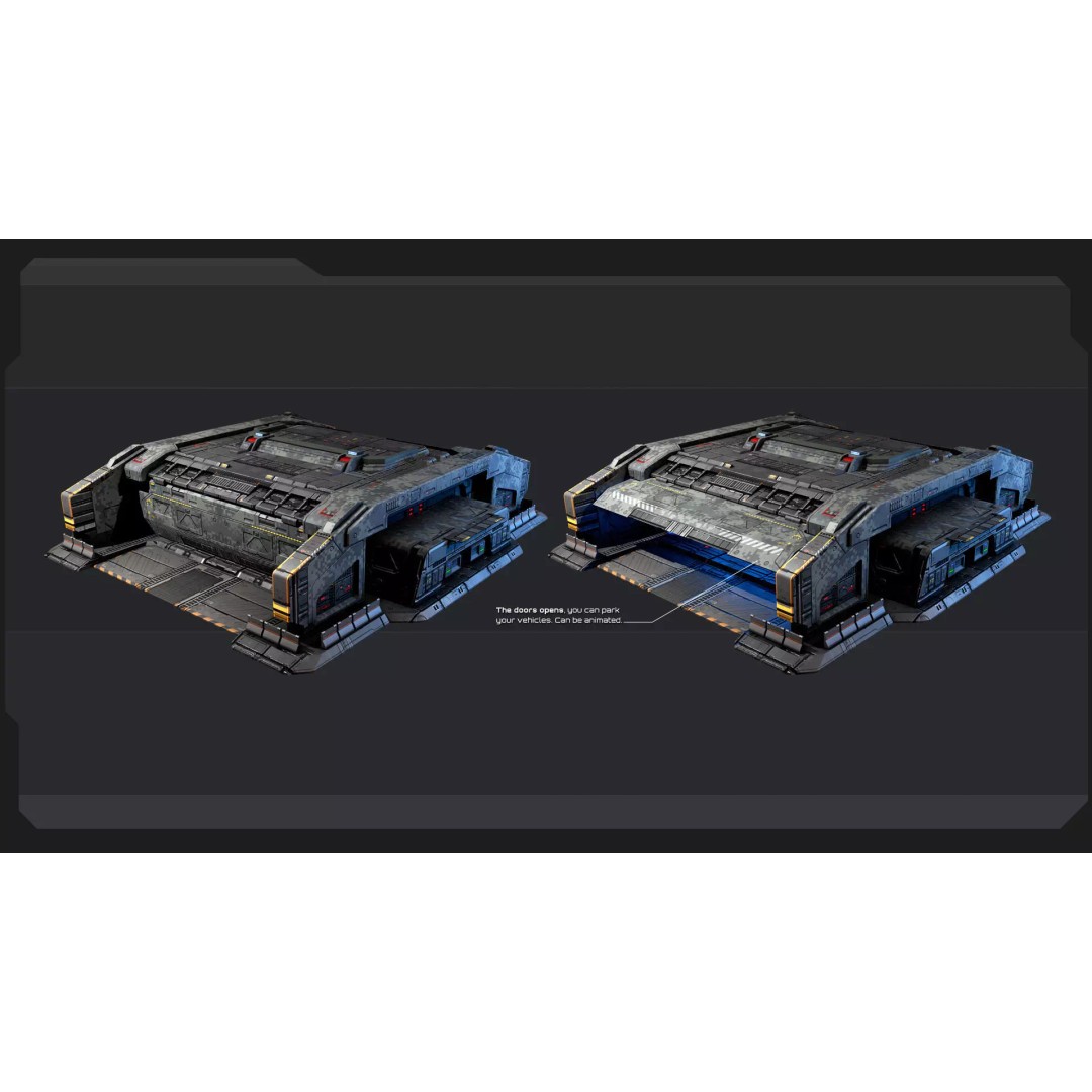 Sci-Fi Military Buildings 3D Model – Low Poly Game Asset, FBX, OBJ - View 30