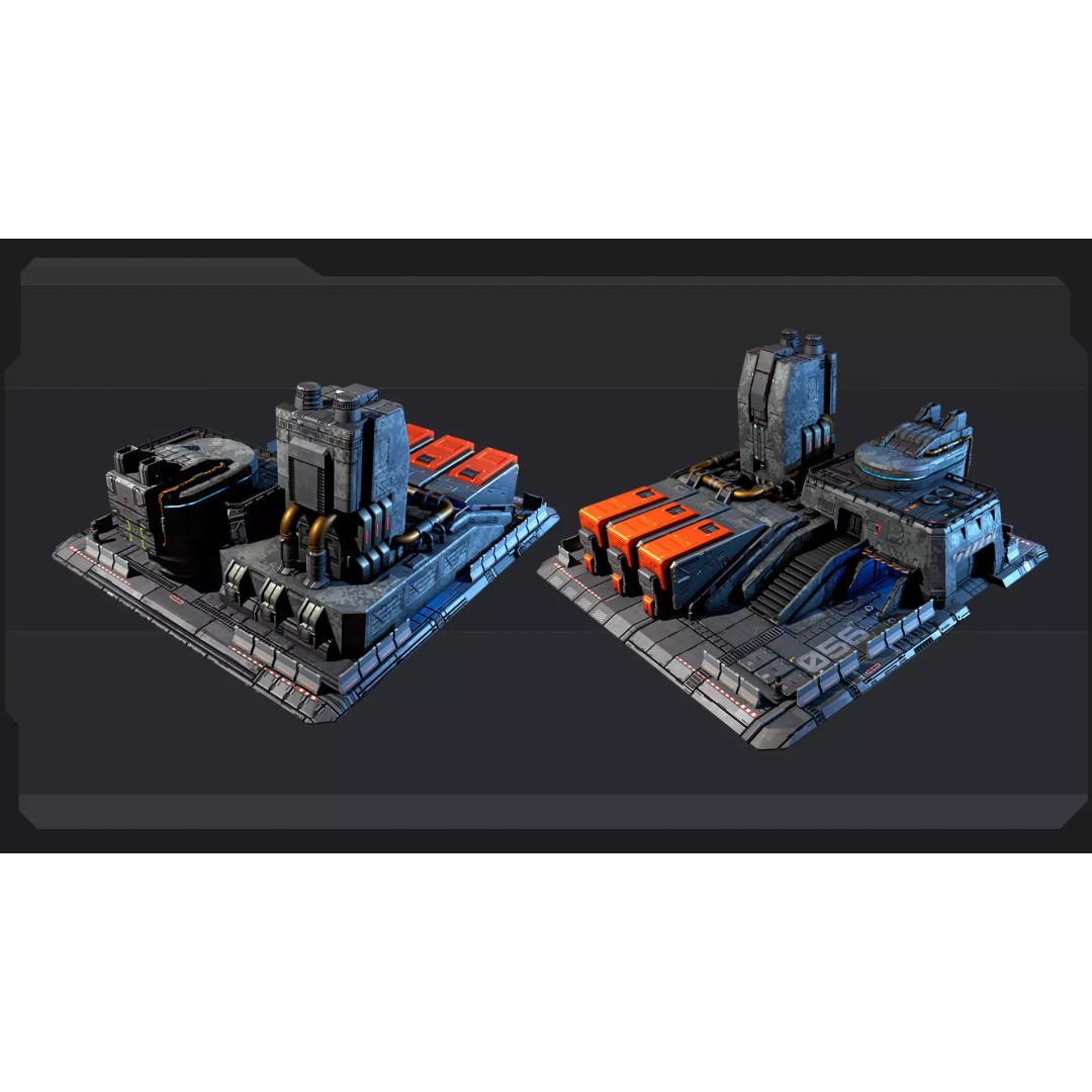 Sci-Fi Military Buildings 3D Model – Low Poly Game Asset, FBX, OBJ - View 7