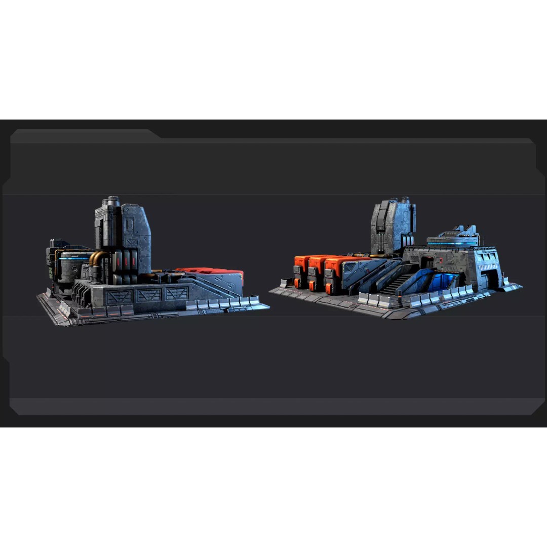 Sci-Fi Military Buildings 3D Model – Low Poly Game Asset, FBX, OBJ - View 8