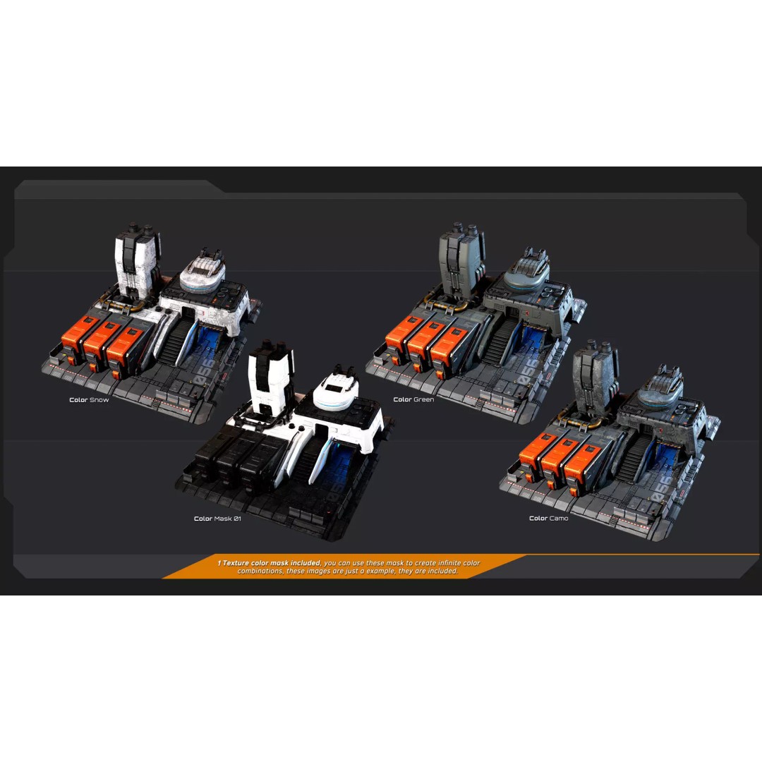 Sci-Fi Military Buildings 3D Model – Low Poly Game Asset, FBX, OBJ - View 9