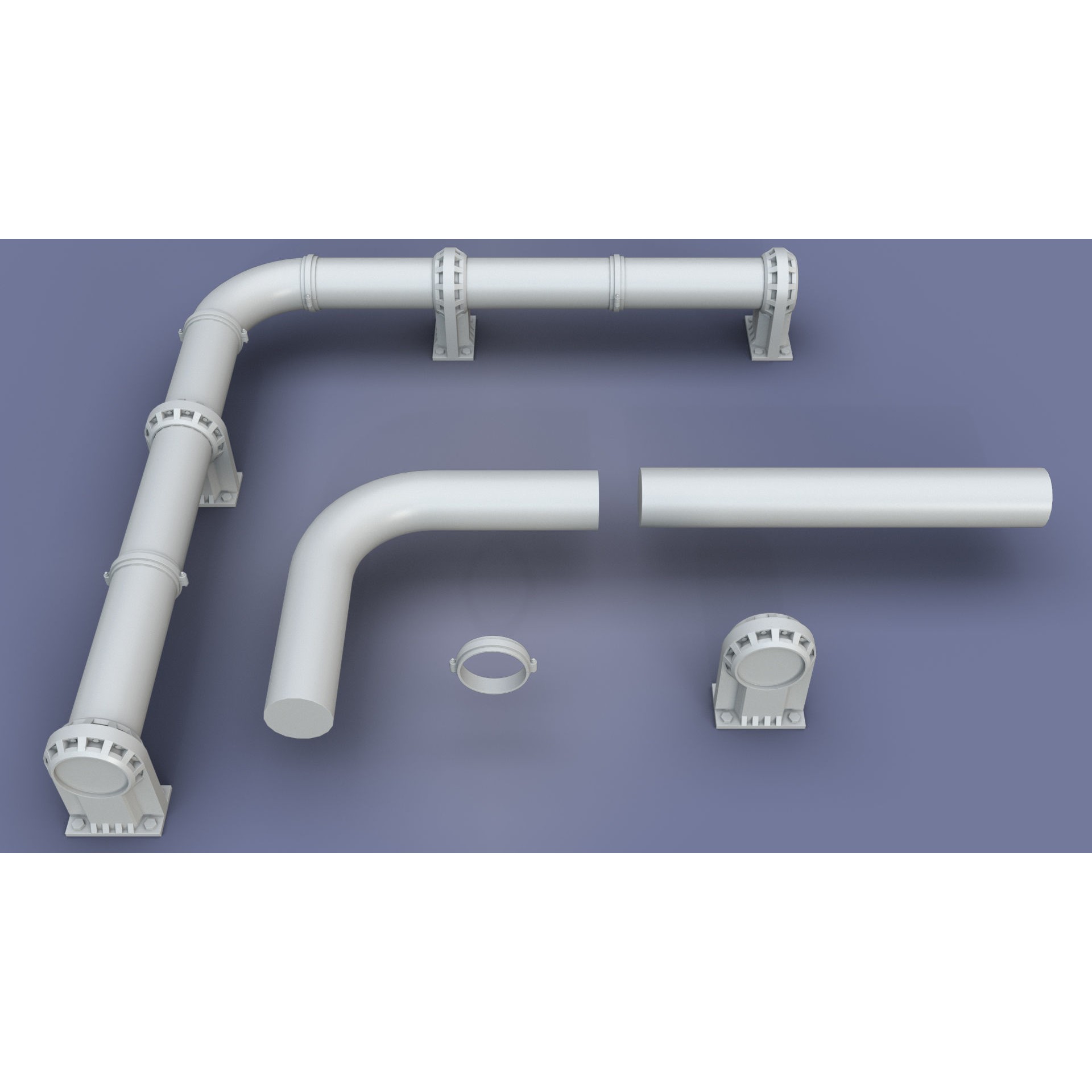 Industrial Modular Low Poly Tubes - Low-Poly Game-Ready 3D Model - View 41