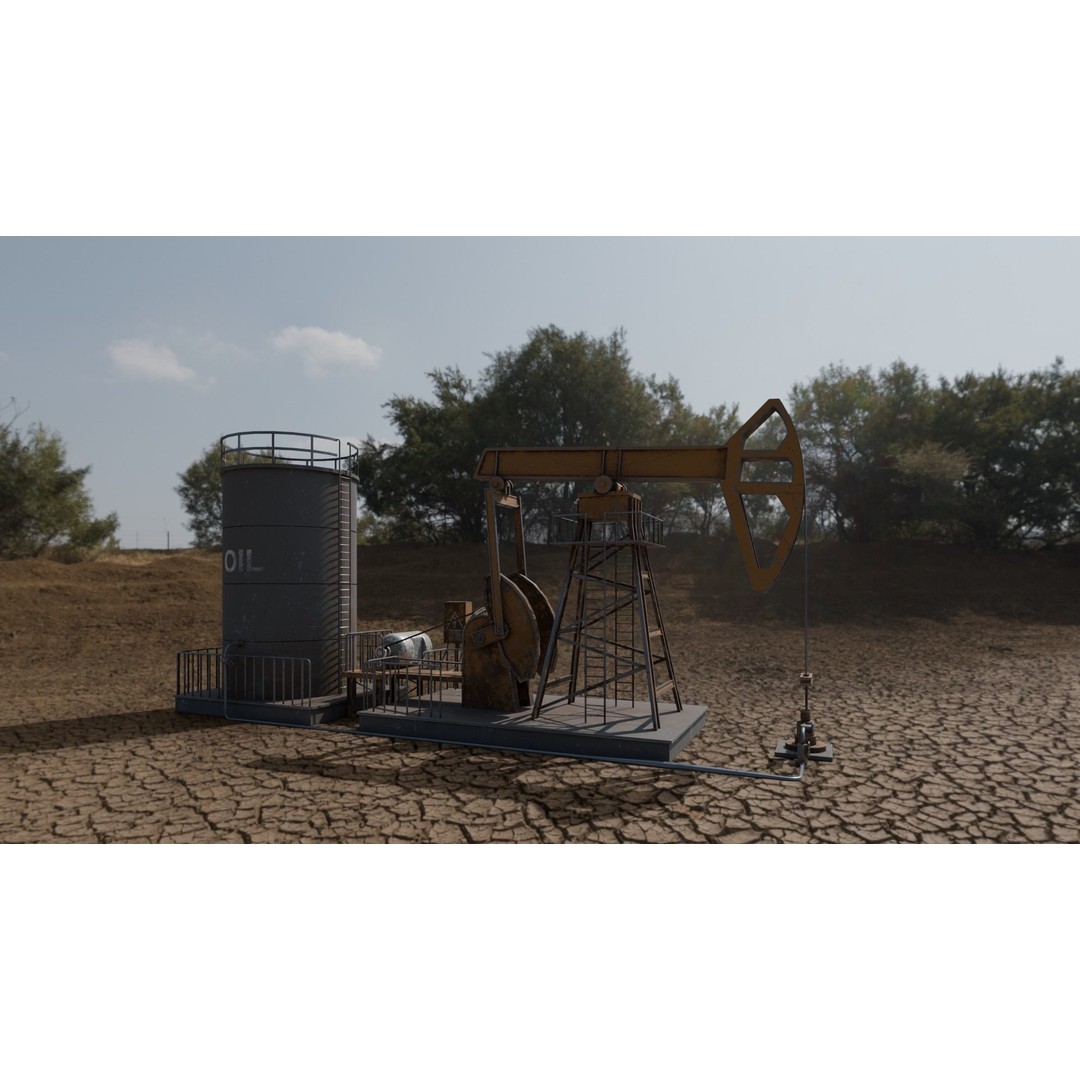 Oil Pumpjack 3D Model – Realistic Low Poly Game Asset, FBX - View 10