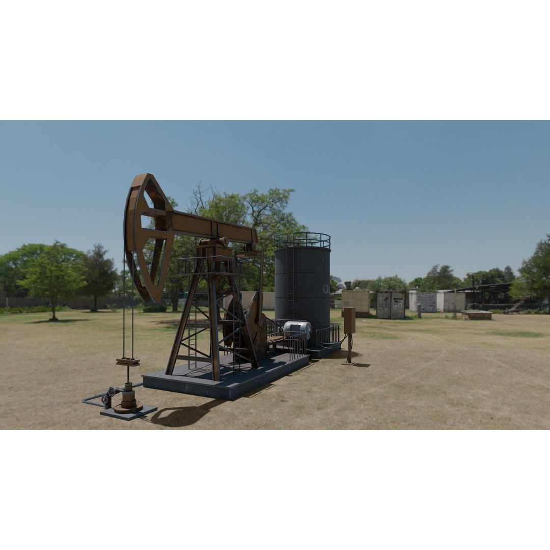 Oil Pumpjack 3D Model – Realistic Low Poly Game Asset, FBX - View 11