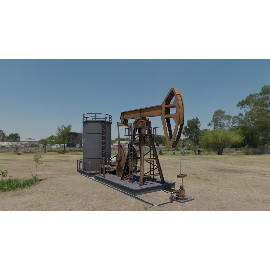 Oil Pumpjack 3D Model – Realistic Low Poly Game Asset, FBX - View 12