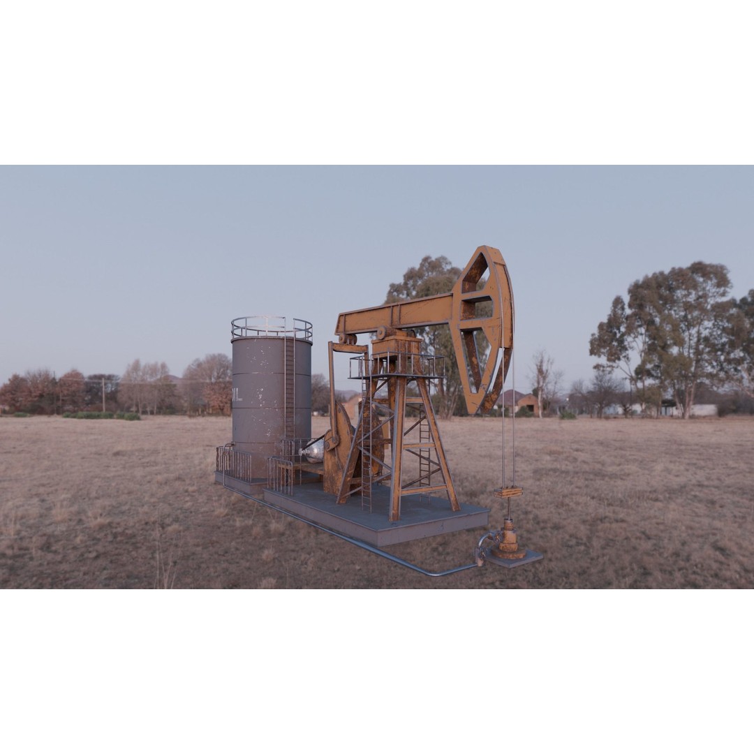 Oil Pumpjack 3D Model – Realistic Low Poly Game Asset, FBX - View 13