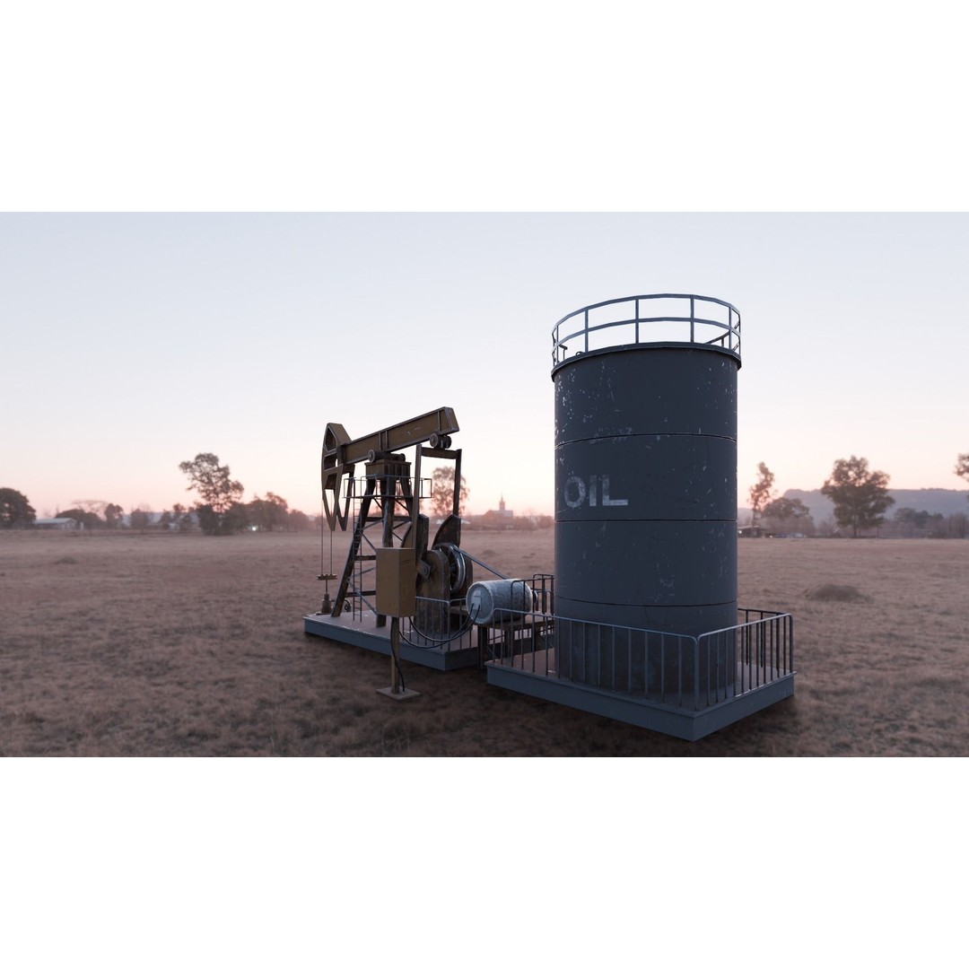 Oil Pumpjack 3D Model – Realistic Low Poly Game Asset, FBX - View 14