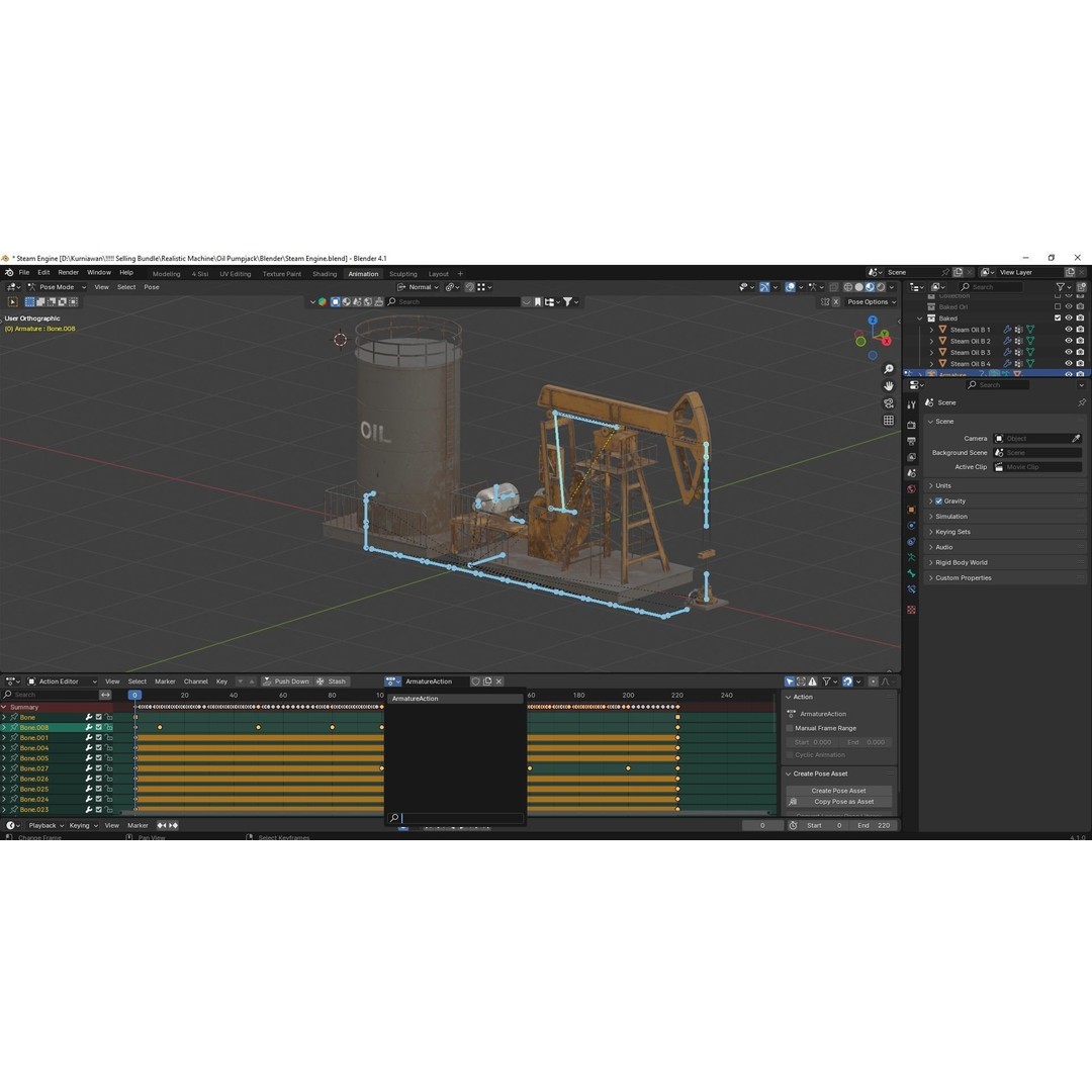 Oil Pumpjack 3D Model – Realistic Low Poly Game Asset, FBX - View 15