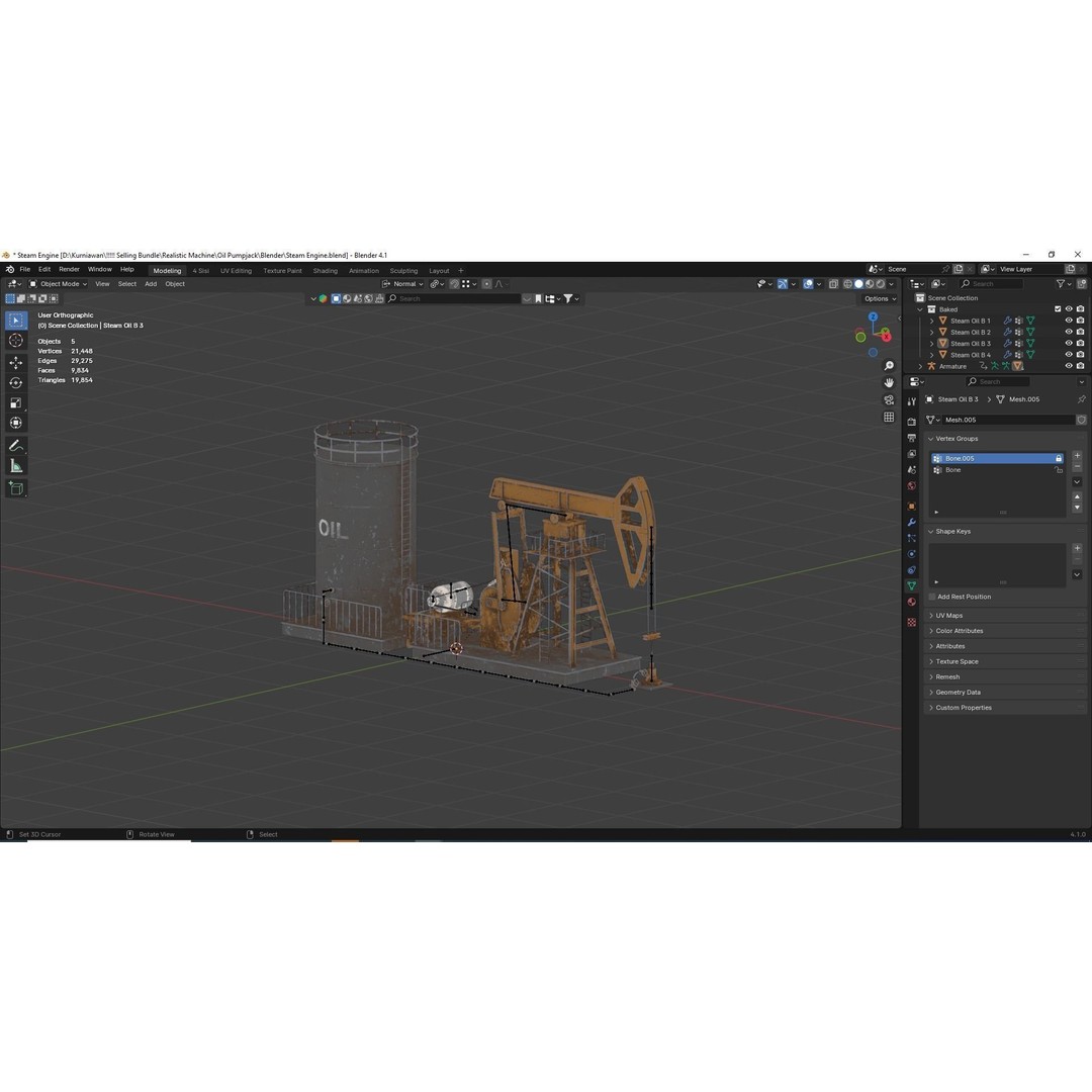 Oil Pumpjack 3D Model – Realistic Low Poly Game Asset, FBX - View 16