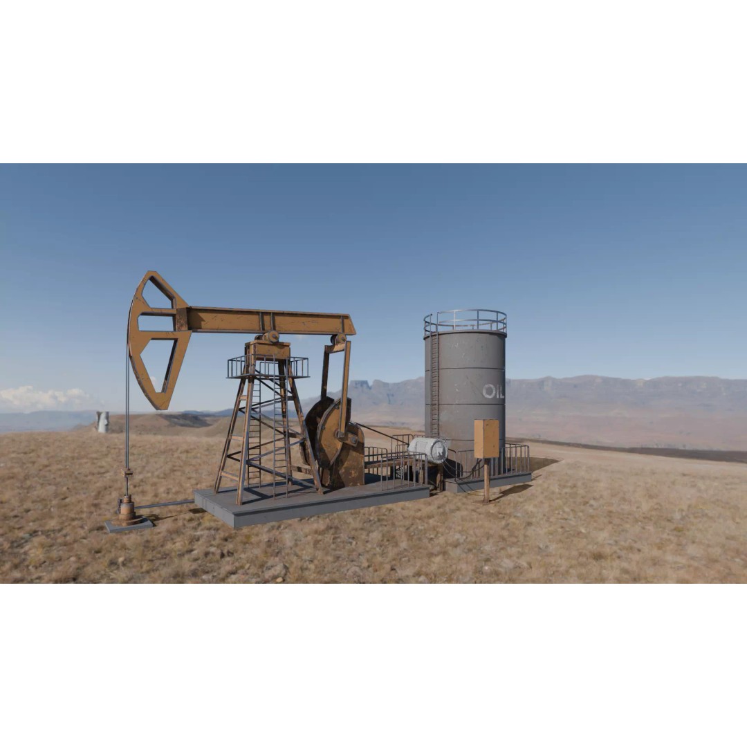 Oil Pumpjack 3D Model – Realistic Low Poly Game Asset, FBX - View 2