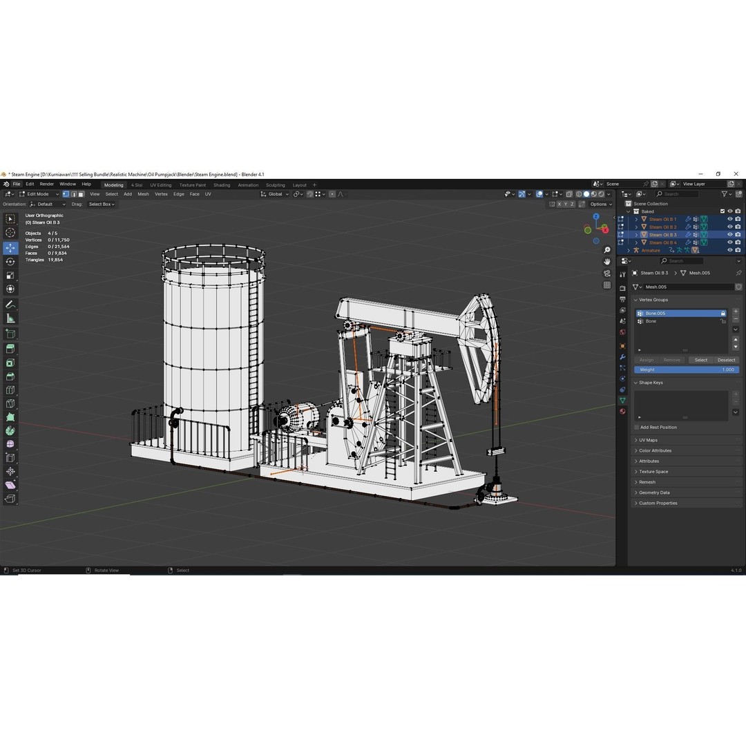 Oil Pumpjack 3D Model – Realistic Low Poly Game Asset, FBX - View 4