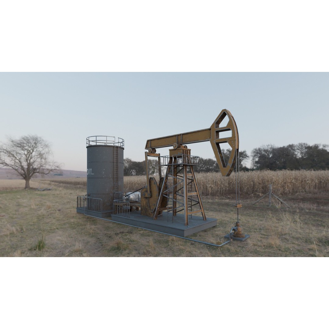 Oil Pumpjack 3D Model – Realistic Low Poly Game Asset, FBX - View 5