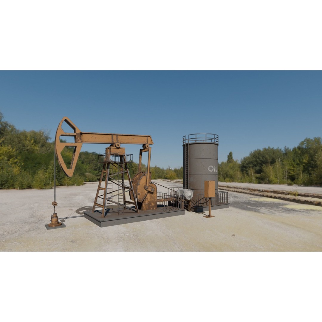 Oil Pumpjack 3D Model – Realistic Low Poly Game Asset, FBX - View 6