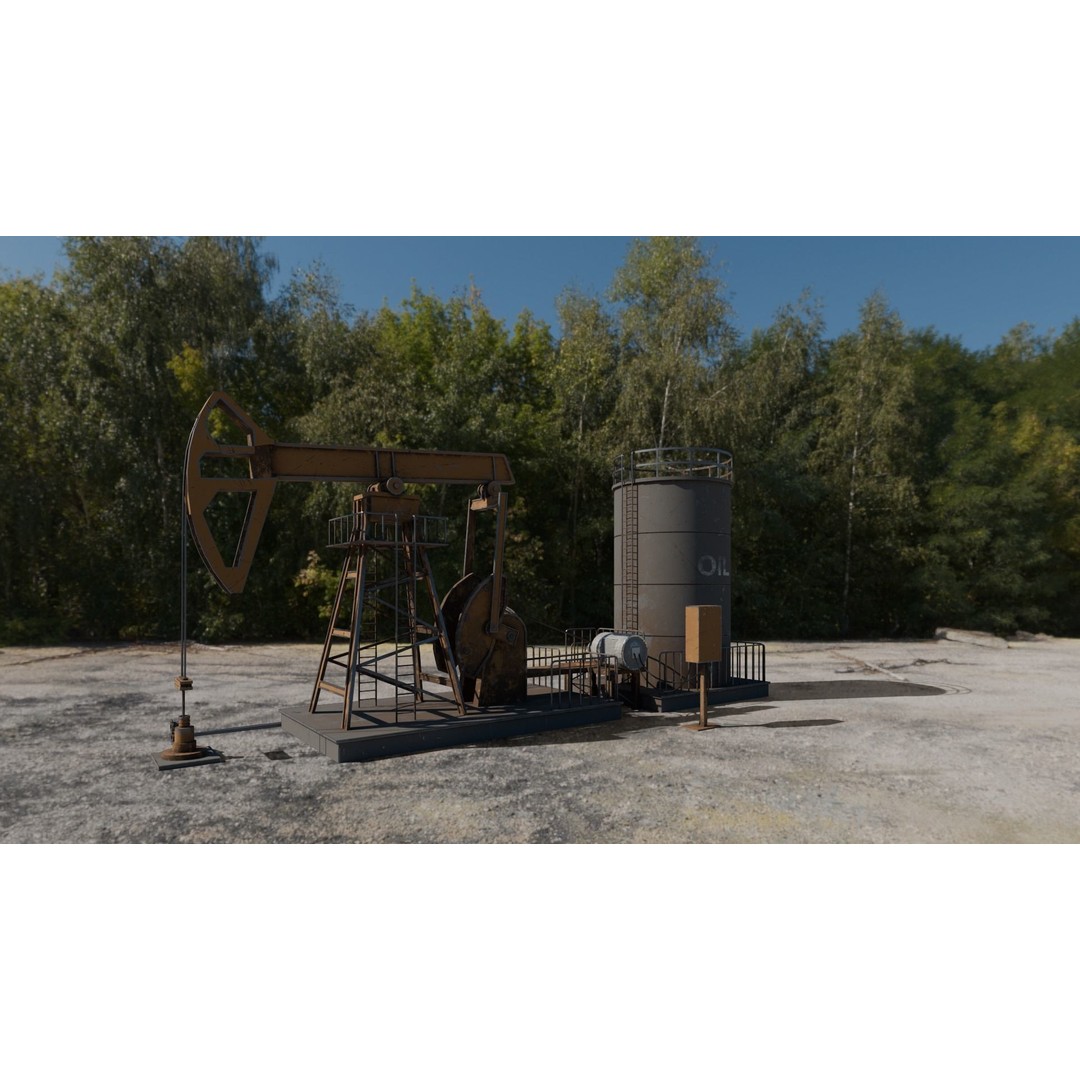 Oil Pumpjack 3D Model – Realistic Low Poly Game Asset, FBX - View 7