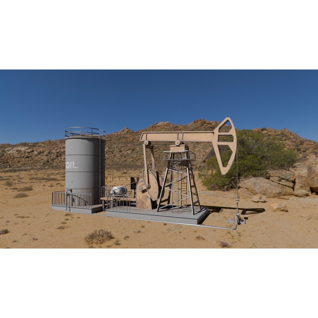 Oil Pumpjack 3D Model – Realistic Low Poly Game Asset, FBX - View 8