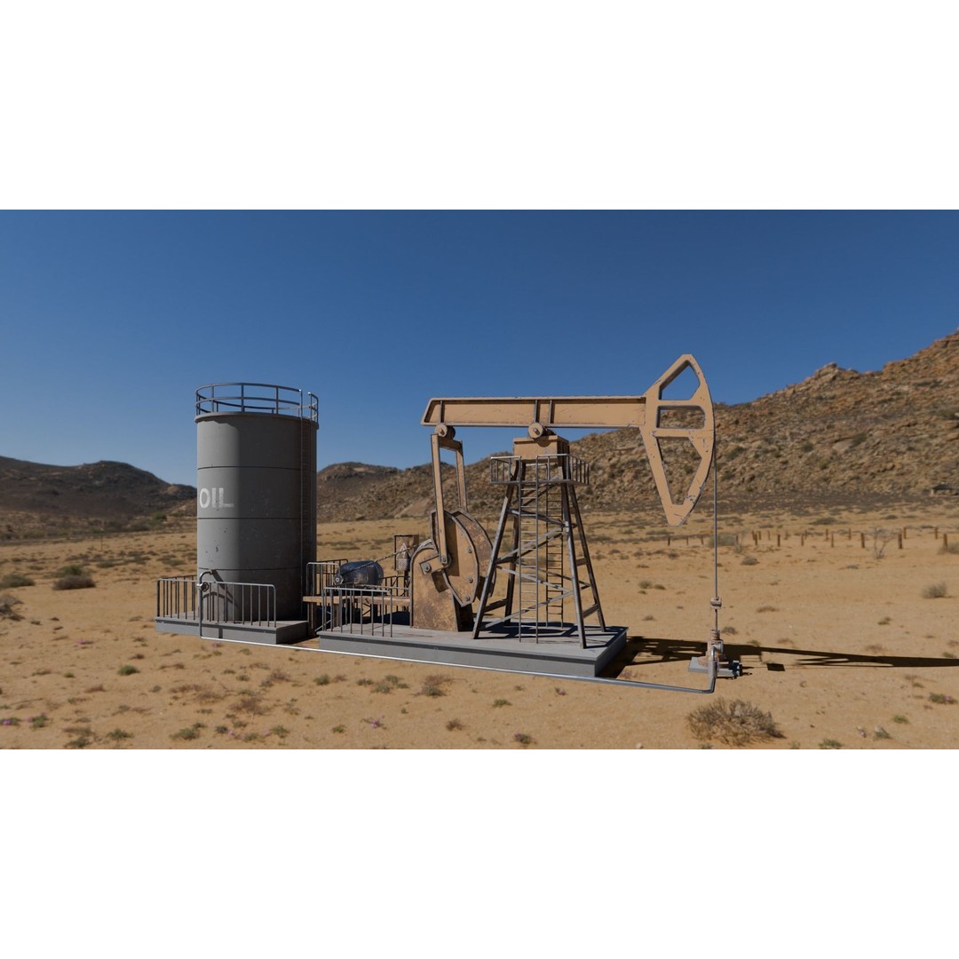 Oil Pumpjack 3D Model – Realistic Low Poly Game Asset, FBX - View 9