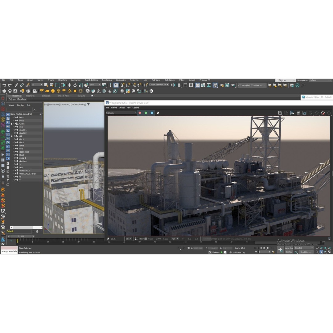 Oil Platform 3D Model – Industrial Structure for Unreal Engine, FBX