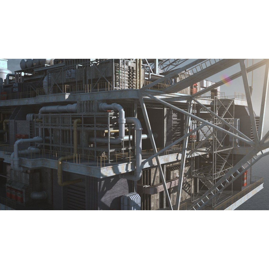 Oil Platform 3D Model – Industrial Structure for Unreal Engine, FBX - View 3