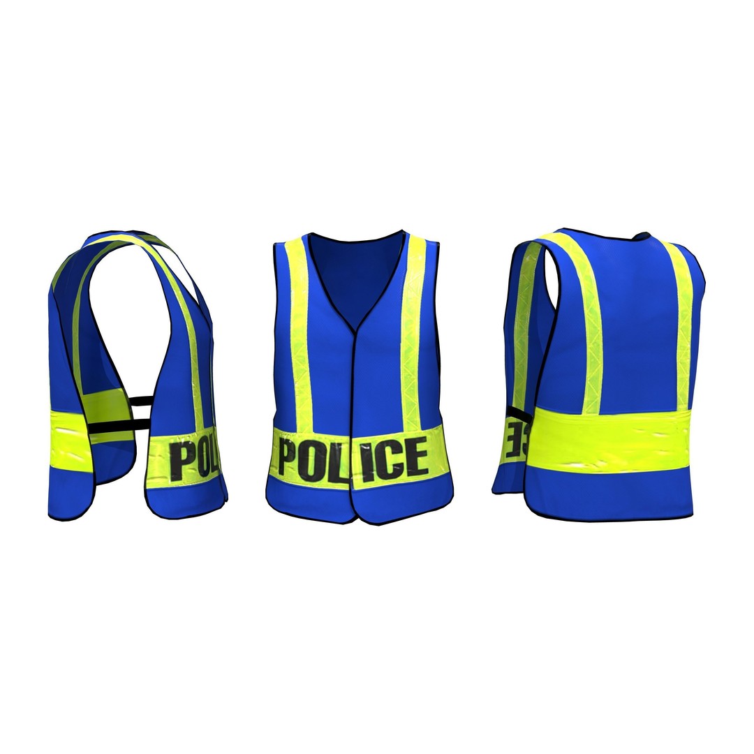 Men's Safety Vest 3D Model – Low Poly Game Asset, FBX, PBR Textures - View 3