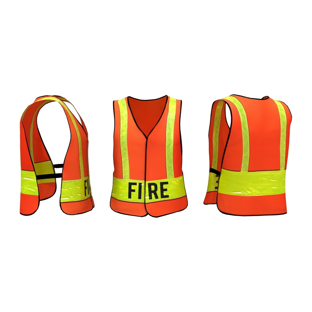Men's Safety Vest 3D Model – Low Poly Game Asset, FBX, PBR Textures - View 4