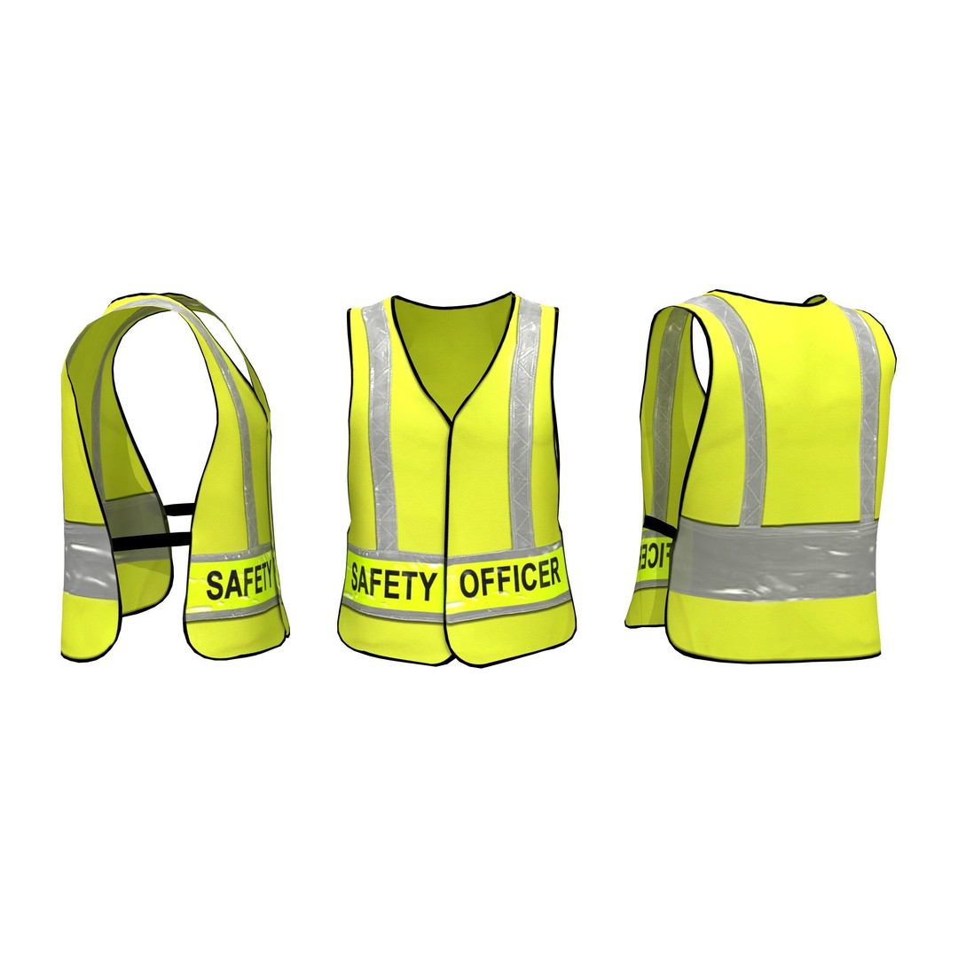 Men's Safety Vest 3D Model – Low Poly Game Asset, FBX, PBR Textures - View 5