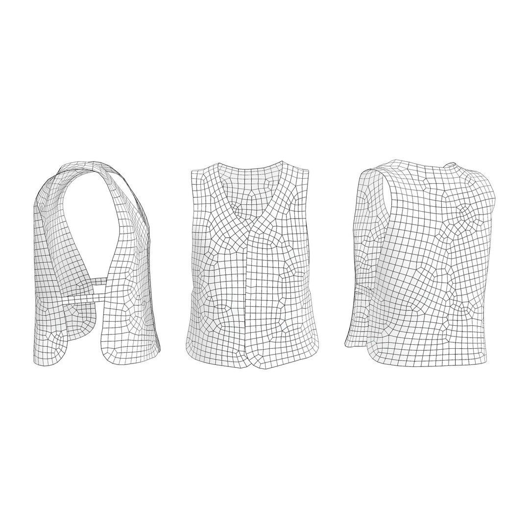 Men's Safety Vest 3D Model – Low Poly Game Asset, FBX, PBR Textures - View 6