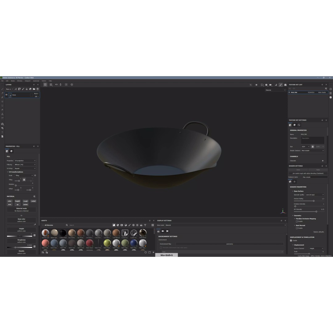 Carbon Wok 3D Model – Low Poly Kitchenware, PBR Textures, FBX - View 12