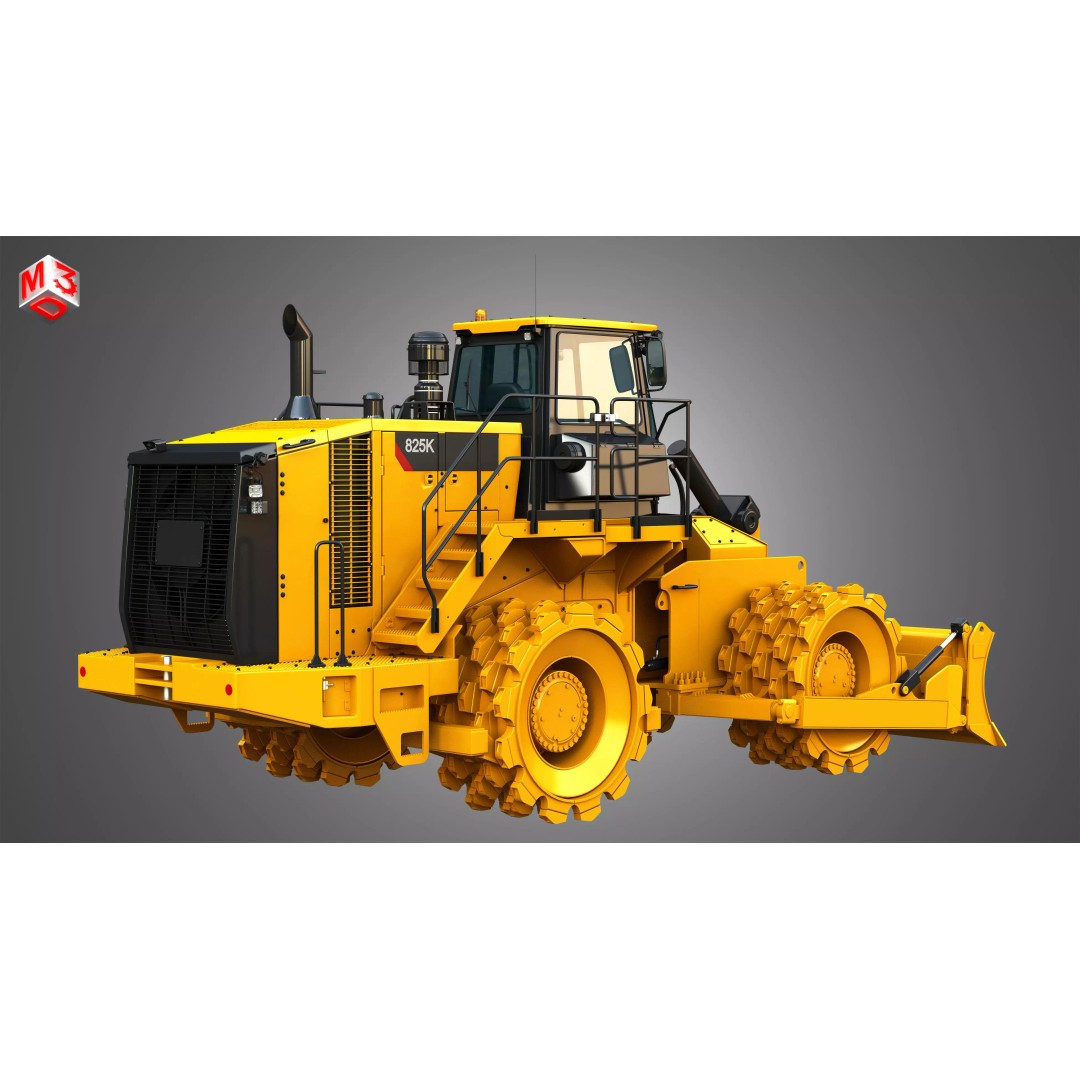 825K Soil Compactor 3D Model – High Poly Game Asset, FBX, PBR - View 3