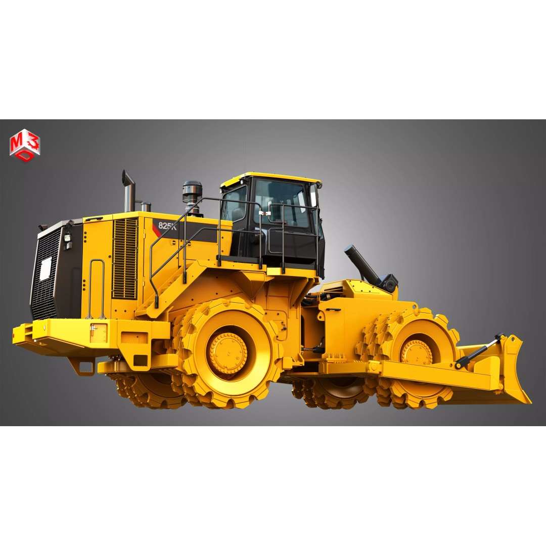 825K Soil Compactor 3D Model – High Poly Game Asset, FBX, PBR - View 9