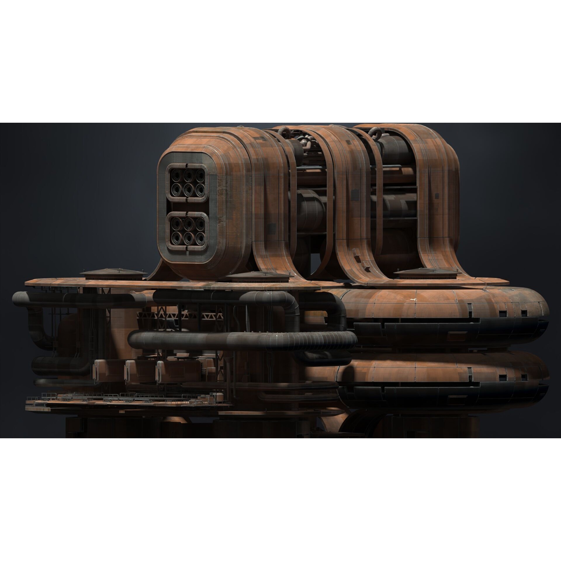 Scifi Megascale Industrial Building - Subdivision Ready 3D Model