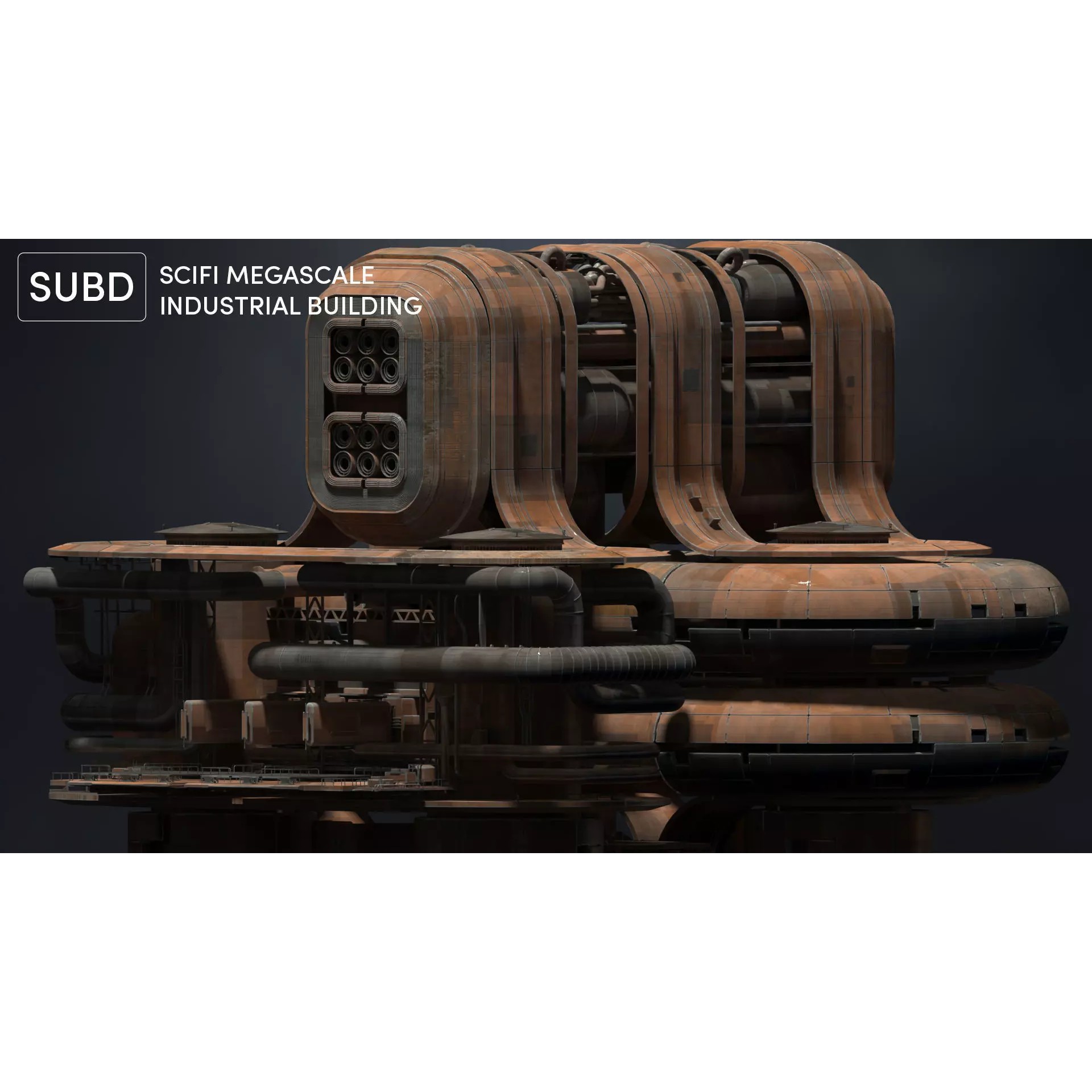 Scifi Megascale Industrial Building - Subdivision Ready 3D Model - View 2