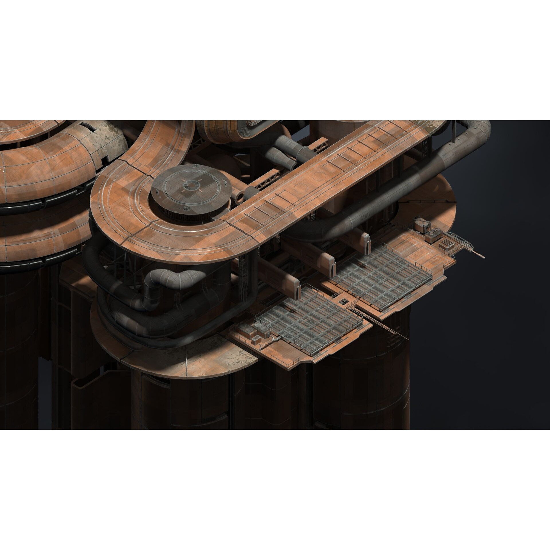 Scifi Megascale Industrial Building - Subdivision Ready 3D Model - View 3