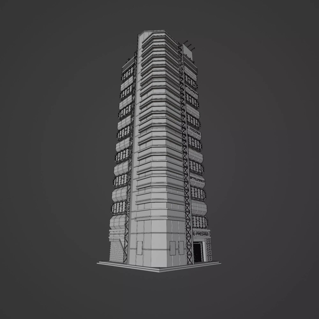 Futuristic Neon Skyscraper 3D Model – Low Poly PBR Asset for Unreal Engine and Blender - View 12