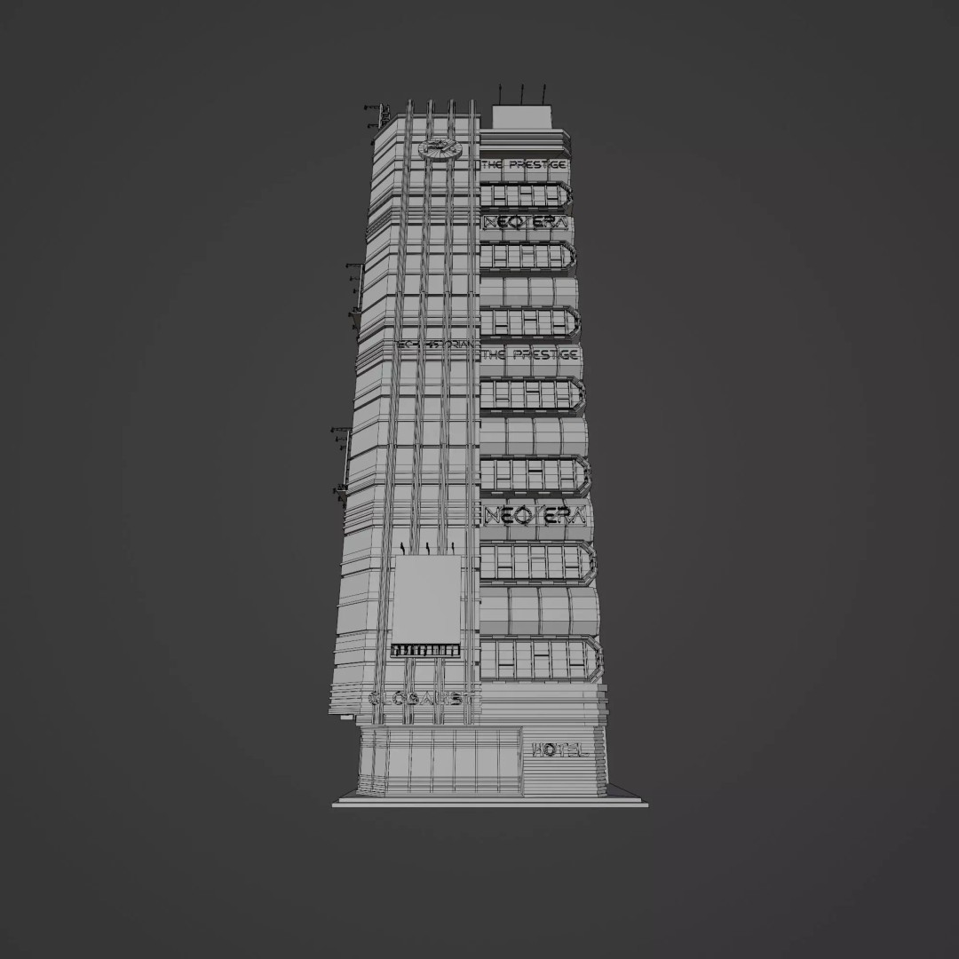 Futuristic Neon Skyscraper 3D Model – Low Poly PBR Asset for Unreal Engine and Blender - View 14