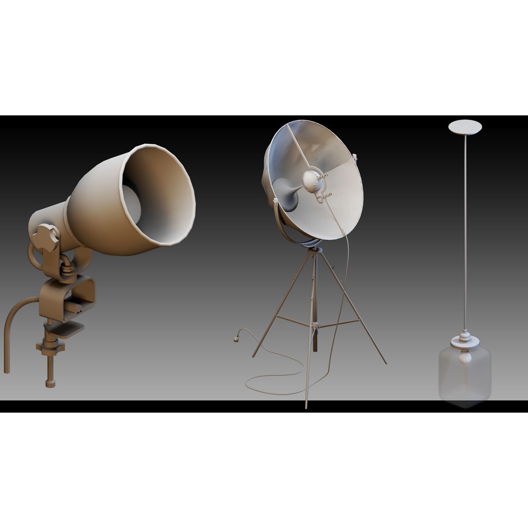 Industrial Lighting 3D Model – High Detail Assets for CG Projects, FBX, Blender - View 13